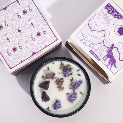 Crystal Floral Candle – Amethyst & Lavender | Lavender Hills