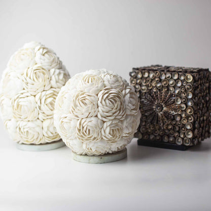 Boho Seashell Table Lamp – Rose Globe
