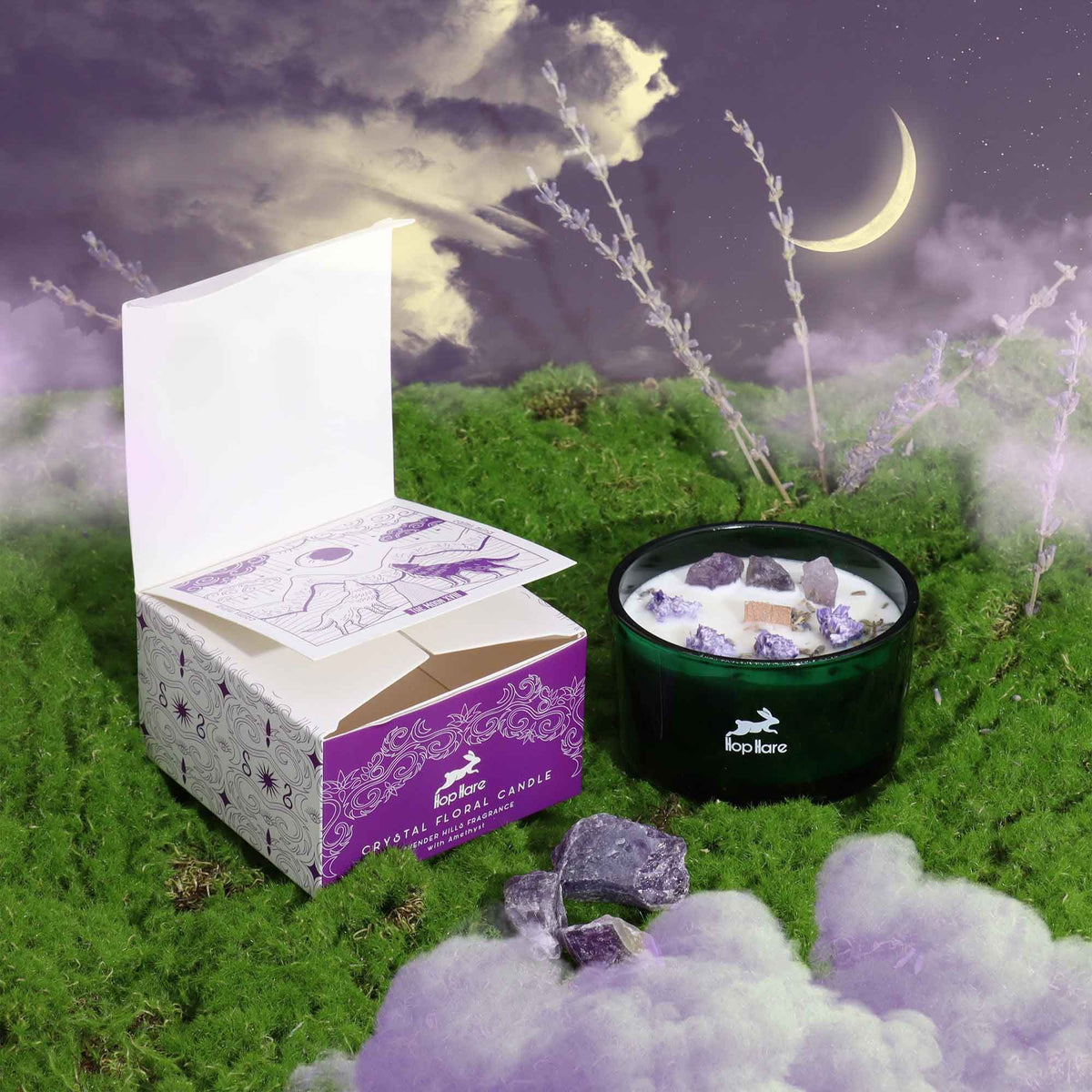 Crystal Floral Candle – Amethyst & Lavender | Lavender Hills