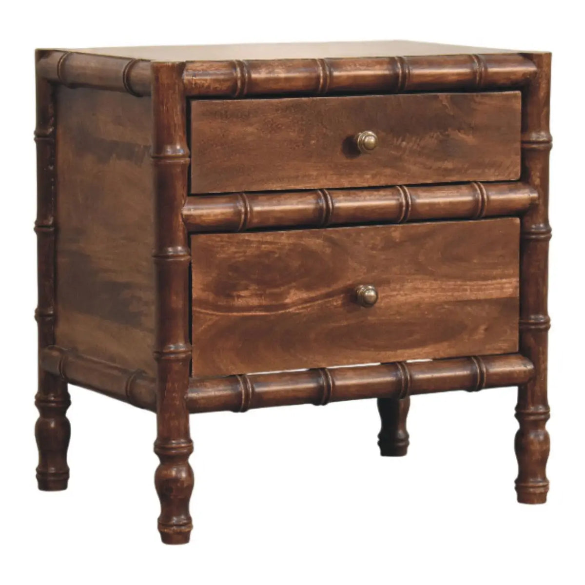 Bamboo Frame Nightstand in Roasted Almond | Bedside Table