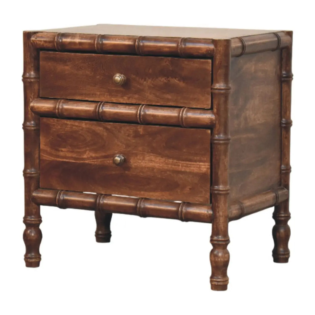 Bamboo Frame Nightstand in Roasted Almond | Bedside Table