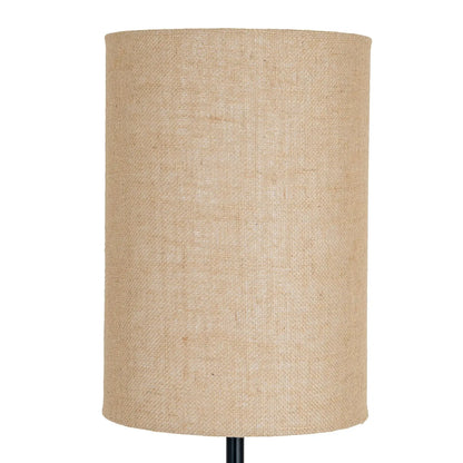 Black Cannon Floor Lamp With Hessian Shade