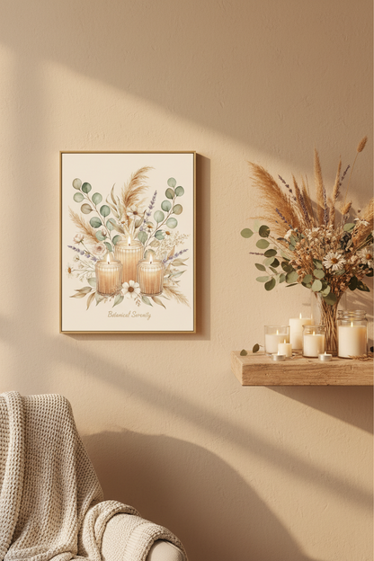 Botanical Candle Jars Framed Wall Art | Livvat Exclusive