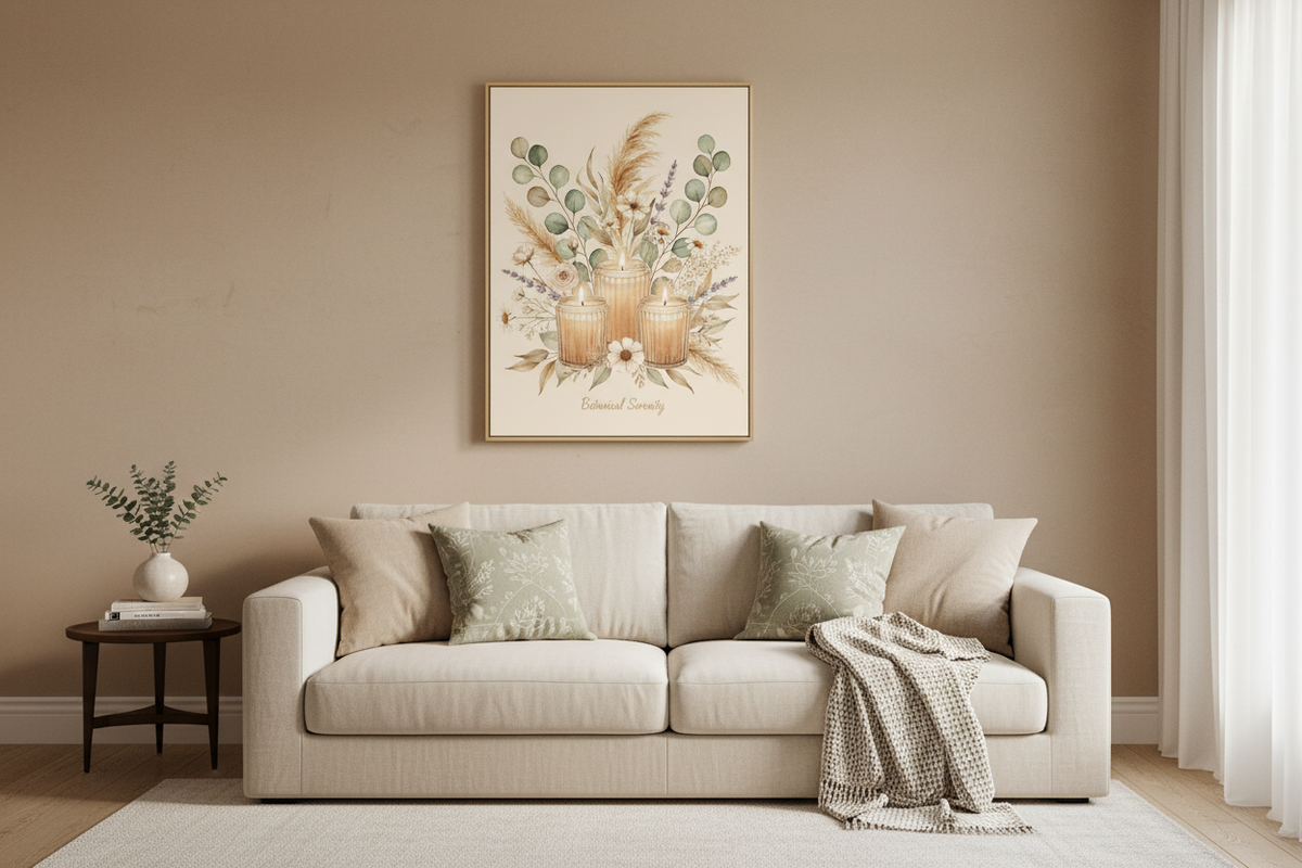 Botanical Candle Jars Framed Wall Art | Livvat Exclusive