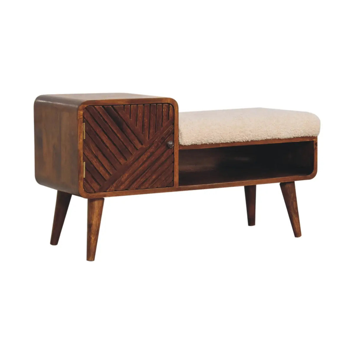 Boucle Carved Chestnut Telephone Side Table