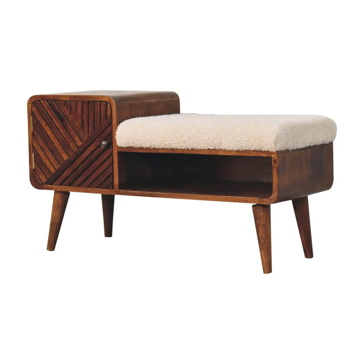 Boucle Carved Chestnut Telephone Side Table