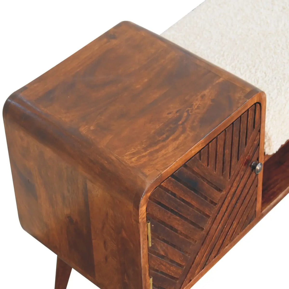 Boucle Carved Chestnut Telephone Side Table