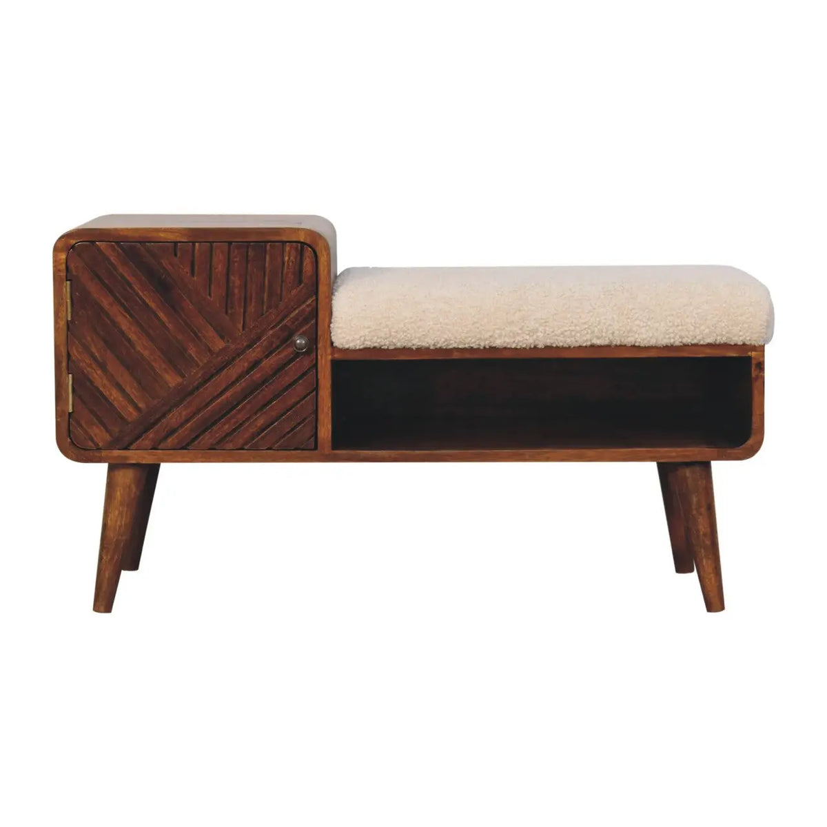 Boucle Carved Chestnut Telephone Side Table