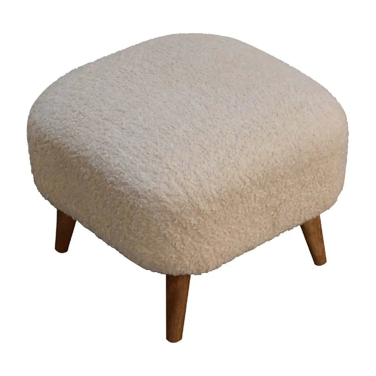 Boucle Cream Square Footstool | Ottoman