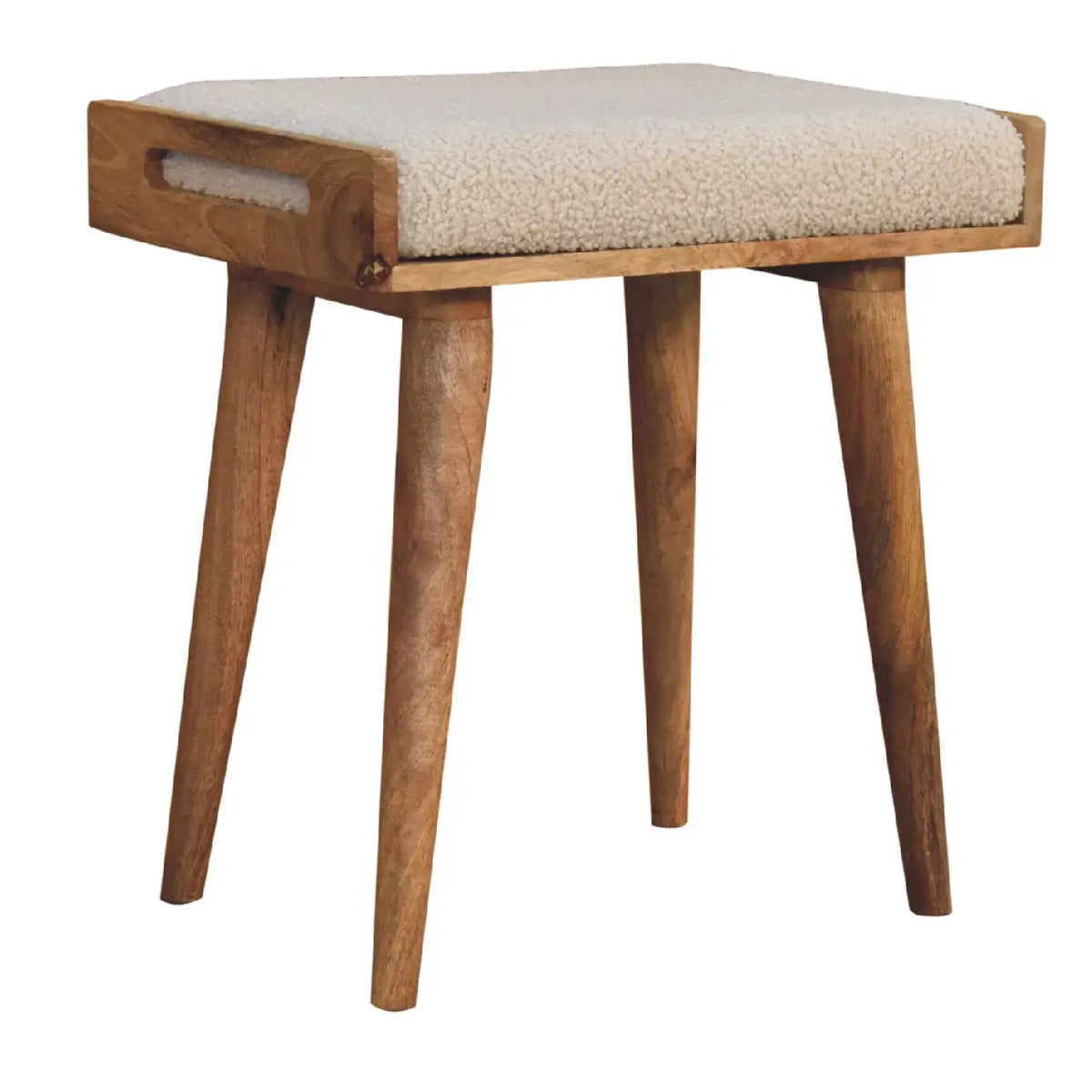 Boucle Cream Tray Style Footstool | Ottoman