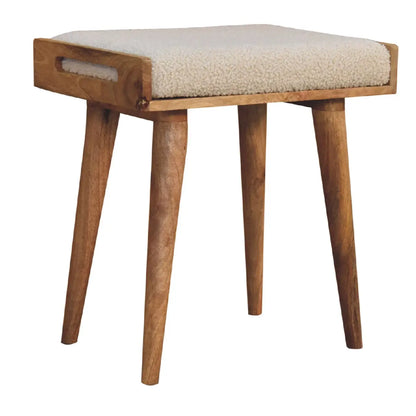 Boucle Cream Tray Style Footstool | Ottoman