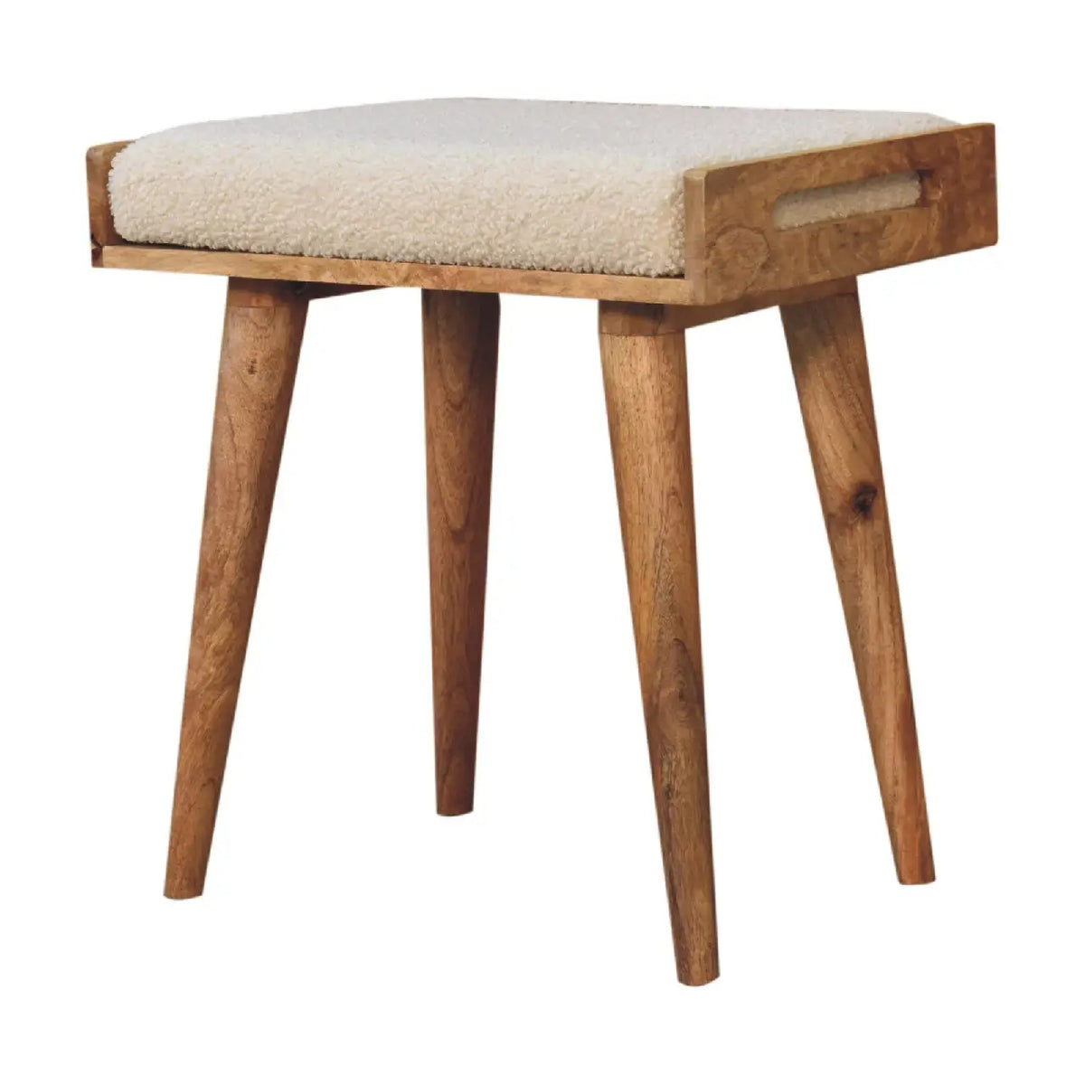 Boucle Cream Tray Style Footstool | Ottoman