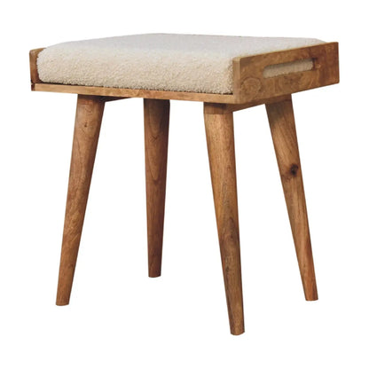 Boucle Cream Tray Style Footstool | Ottoman