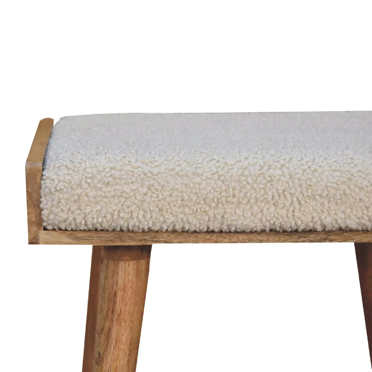 Boucle Cream Tray Style Footstool | Ottoman