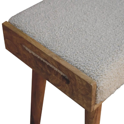 Boucle Cream Tray Style Footstool | Ottoman