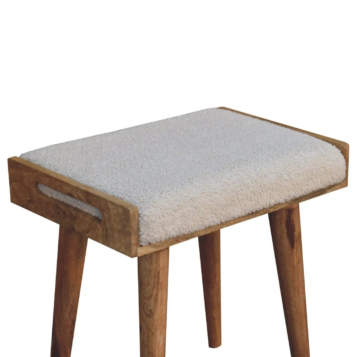 Boucle Cream Tray Style Footstool | Ottoman