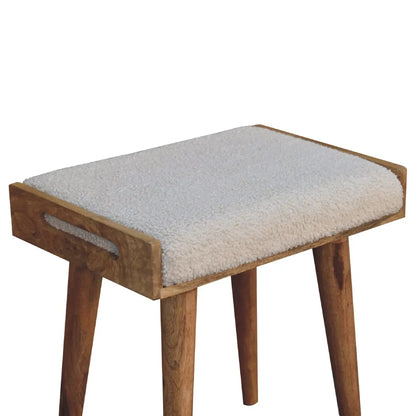 Boucle Cream Tray Style Footstool | Ottoman