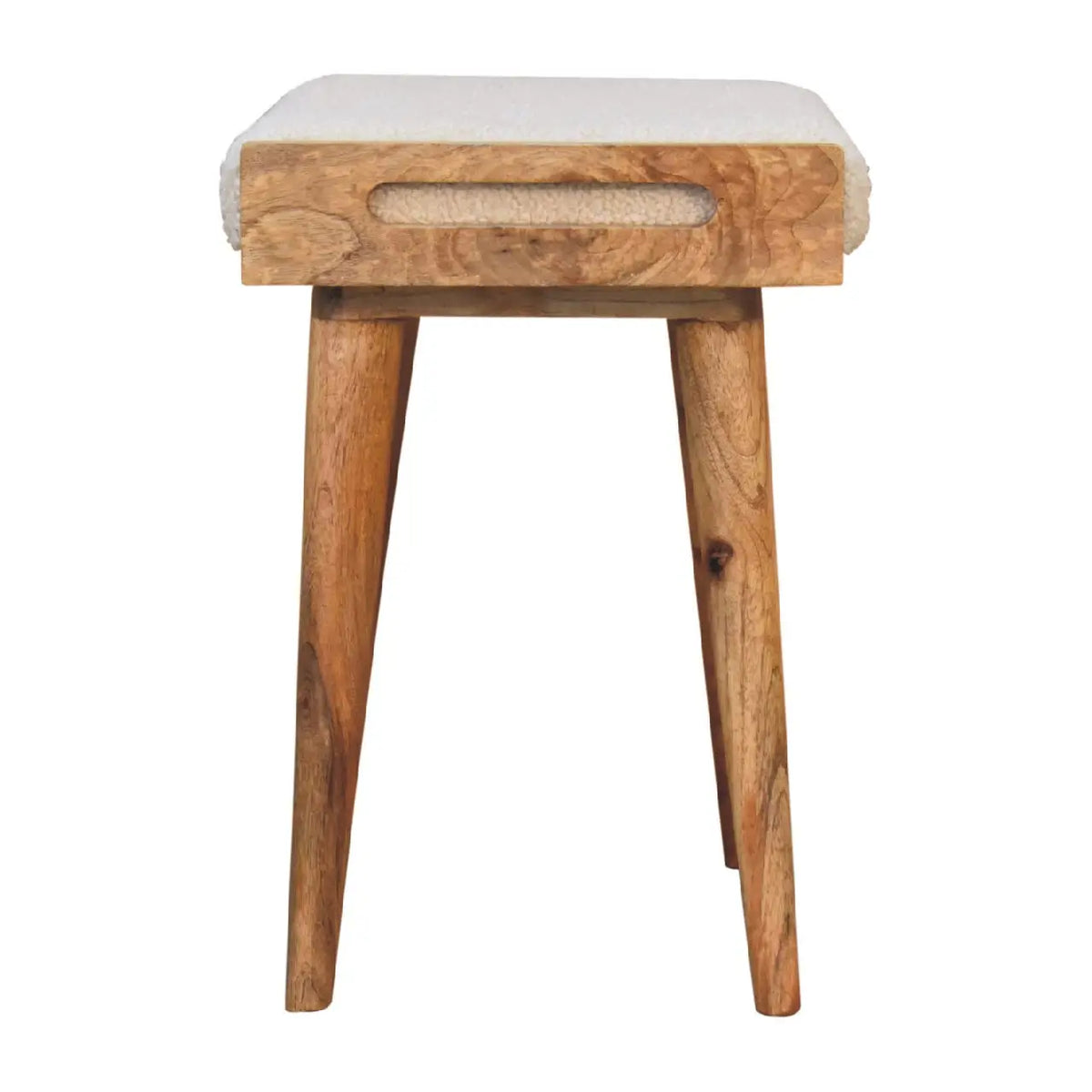 Boucle Cream Tray Style Footstool | Ottoman