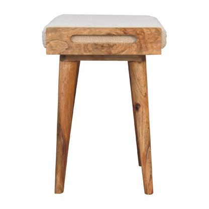 Boucle Cream Tray Style Footstool | Ottoman