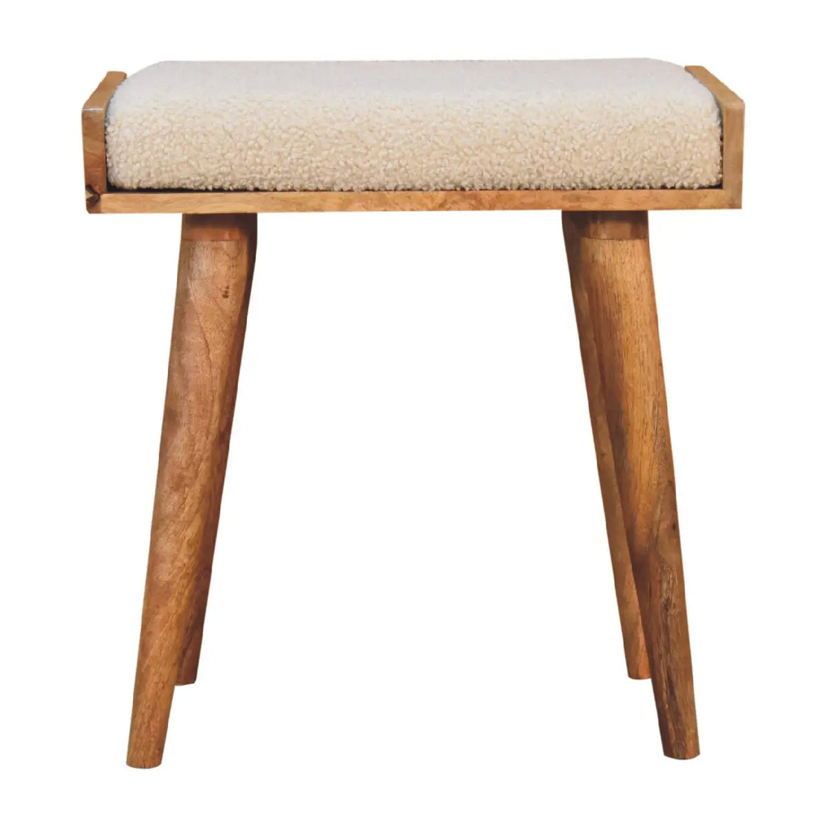 Boucle Cream Tray Style Footstool | Ottoman