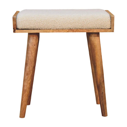 Boucle Cream Tray Style Footstool | Ottoman