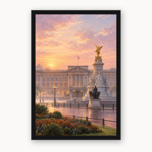 Buckingham Palace at Dawn framed wall art by Livvat, black frame