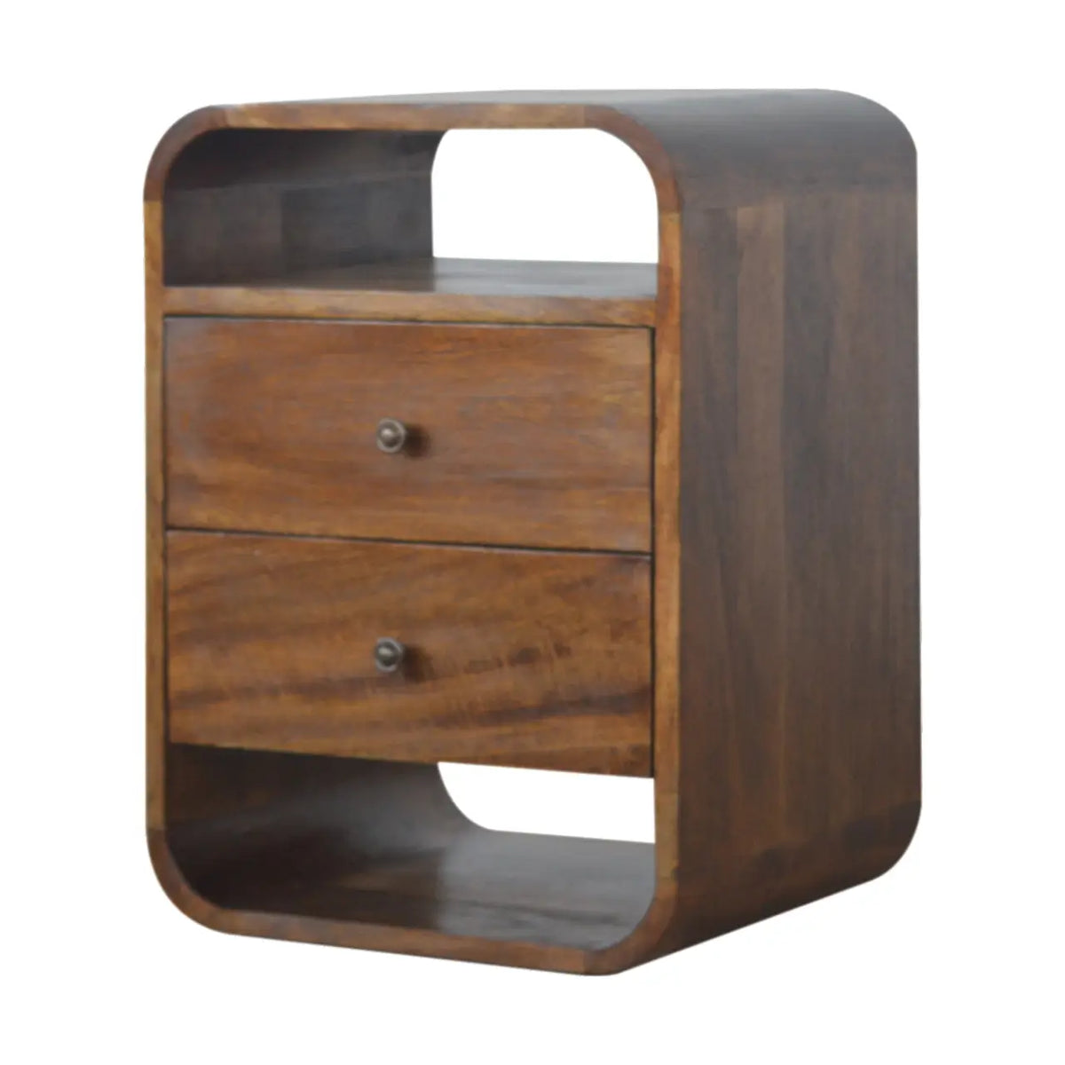 Chestnut Curve 2 Drawer Bedside Table | Nightstand