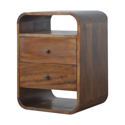 Chestnut Curve 2 Drawer Bedside Table | Nightstand