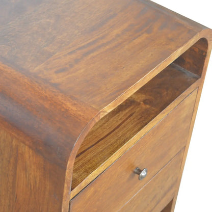 Chestnut Curve 2 Drawer Bedside Table | Nightstand
