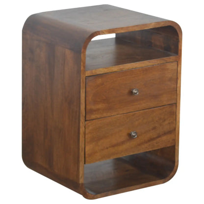 Chestnut Curve 2 Drawer Bedside Table | Nightstand