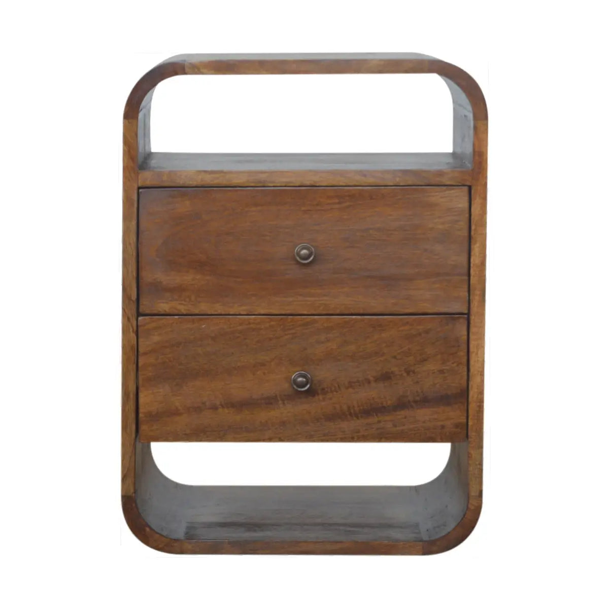 Chestnut Curve 2 Drawer Bedside Table | Nightstand