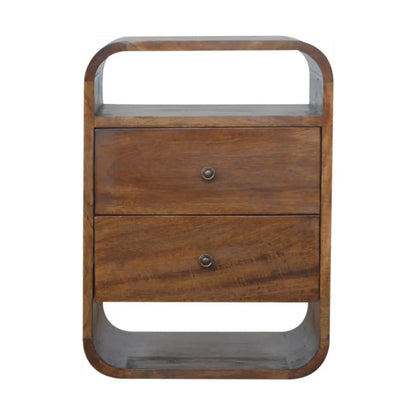 Chestnut Curve 2 Drawer Bedside Table | Nightstand