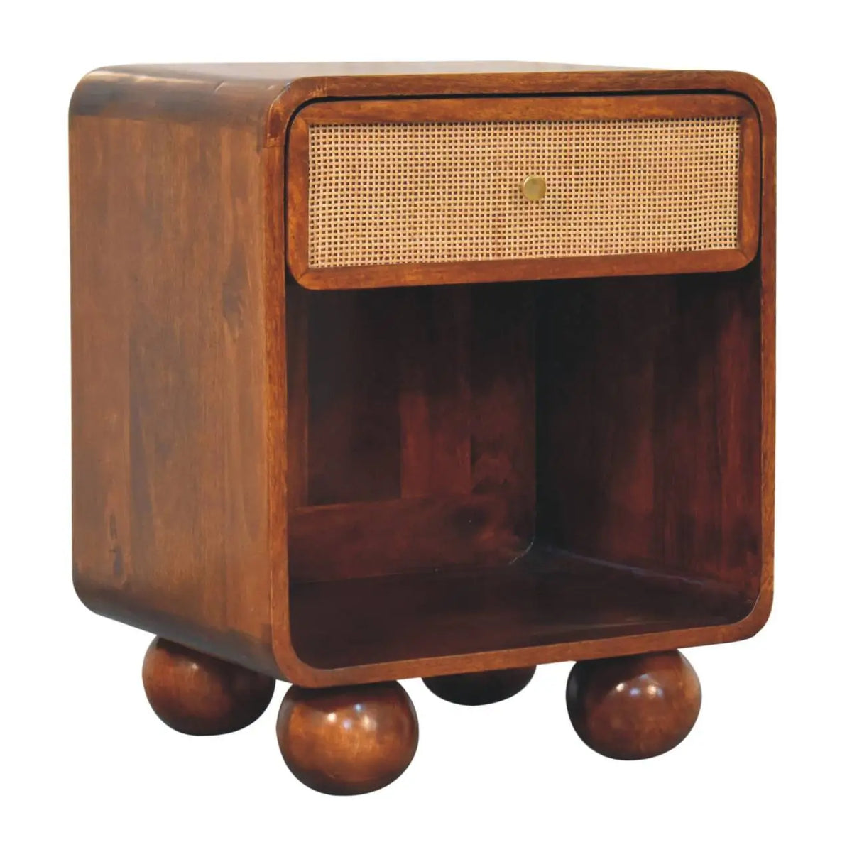 Chestnut Open Woven Bedside Table | Nightstand