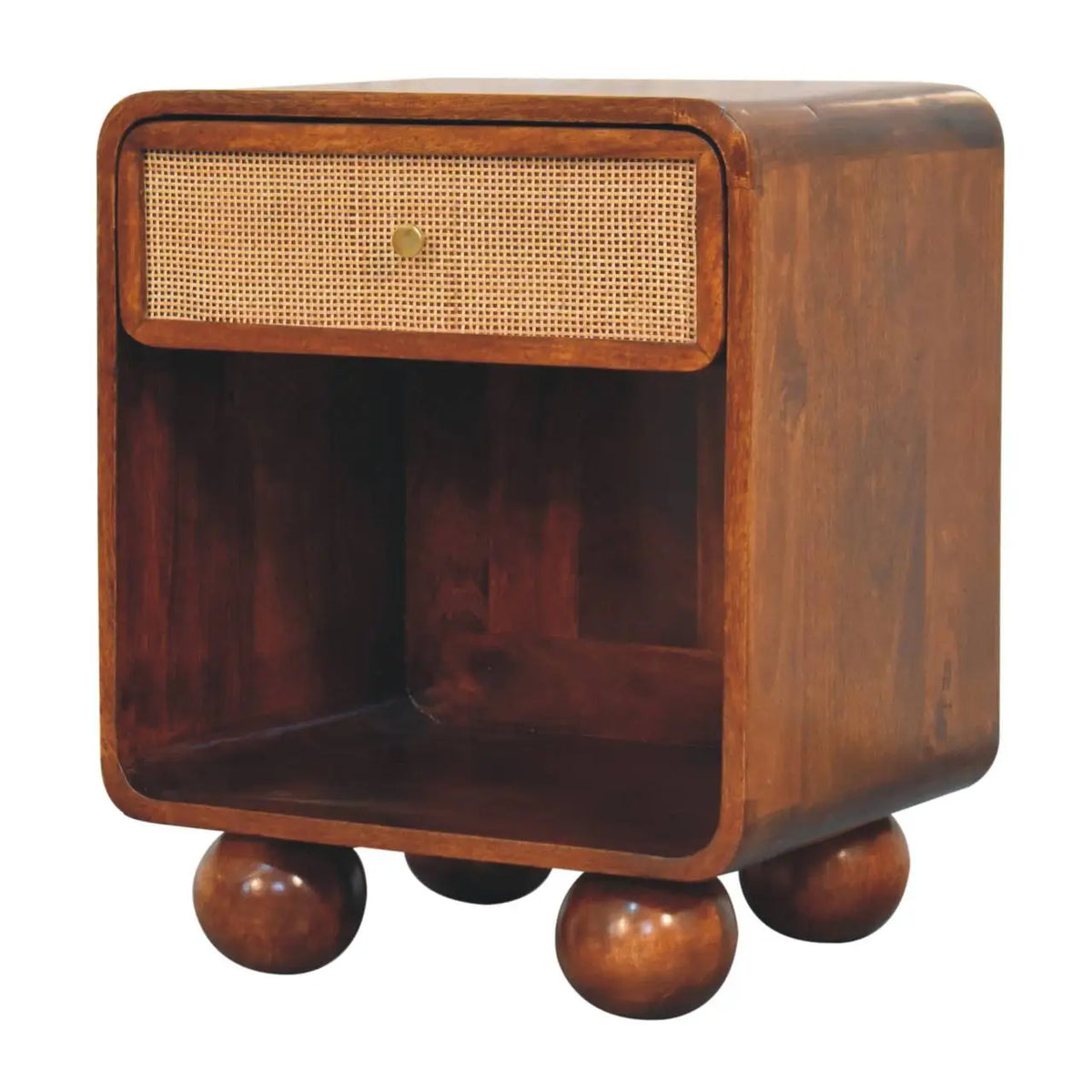 Chestnut Open Woven Bedside Table | Nightstand