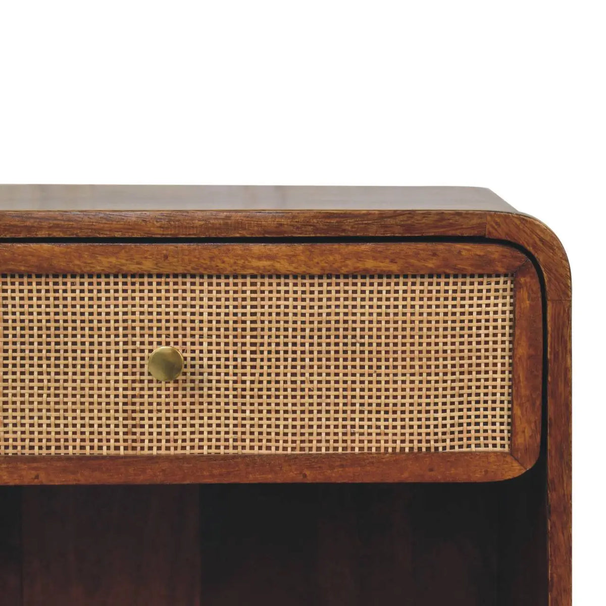 Chestnut Open Woven Bedside Table | Nightstand