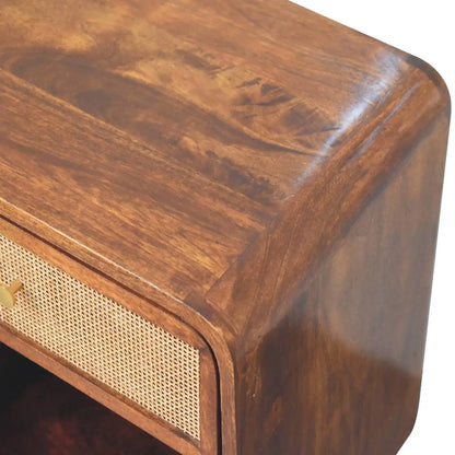 Chestnut Open Woven Bedside Table | Nightstand