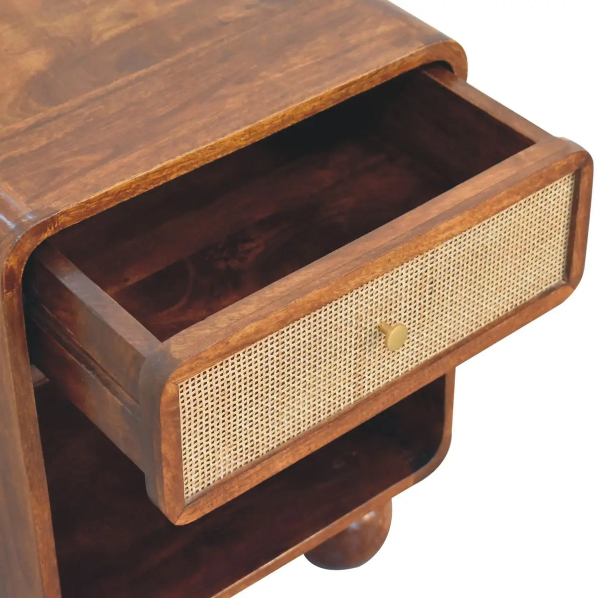 Chestnut Open Woven Bedside Table | Nightstand