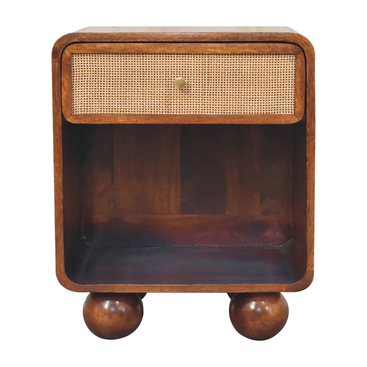 Chestnut Open Woven Bedside Table | Nightstand