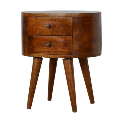 Chestnut Rounded Bedside Table | Nightstand