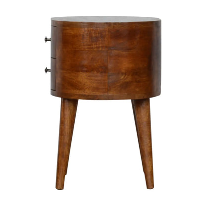 Chestnut Rounded Bedside Table | Nightstand