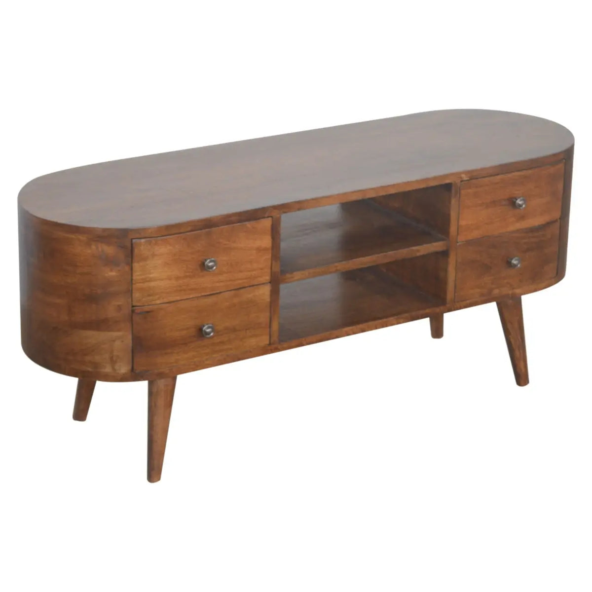 Chestnut Rounded TV Stand | Entertainment Unit