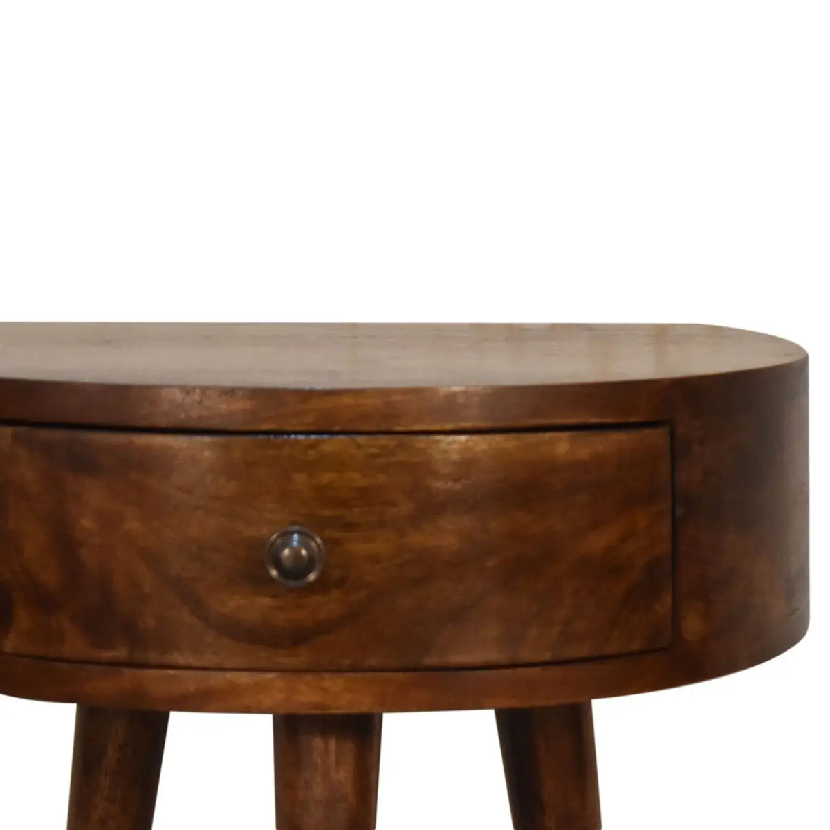 Chestnut Semi Circle Bedside Table Nightstand Solid Mango Wood Bedroom