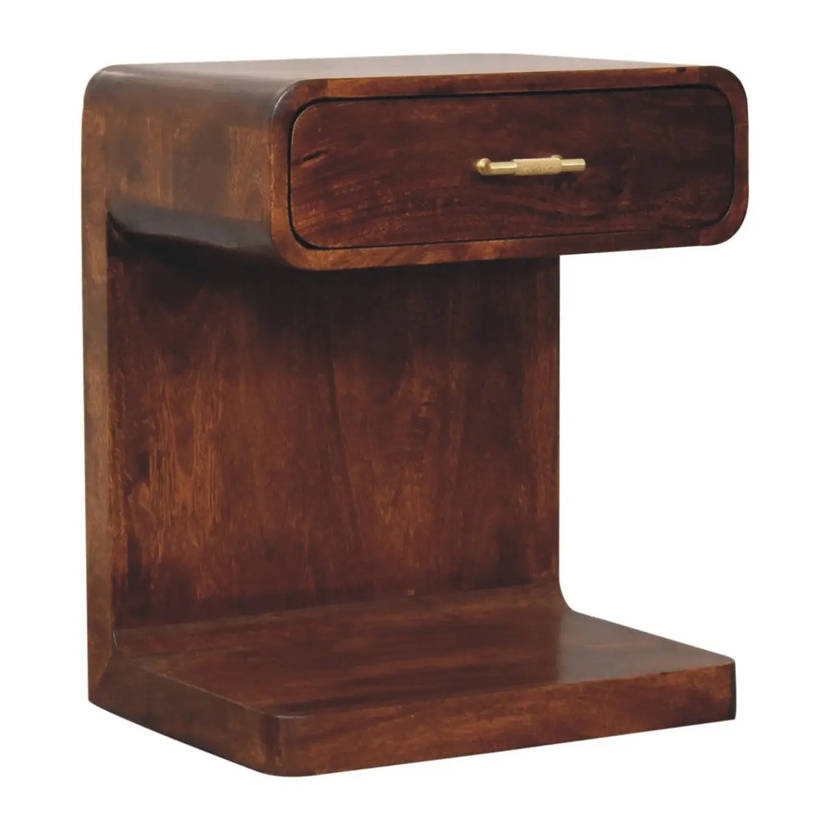 Chestnut T-Bar Rounded Bedside Table | Nightstand