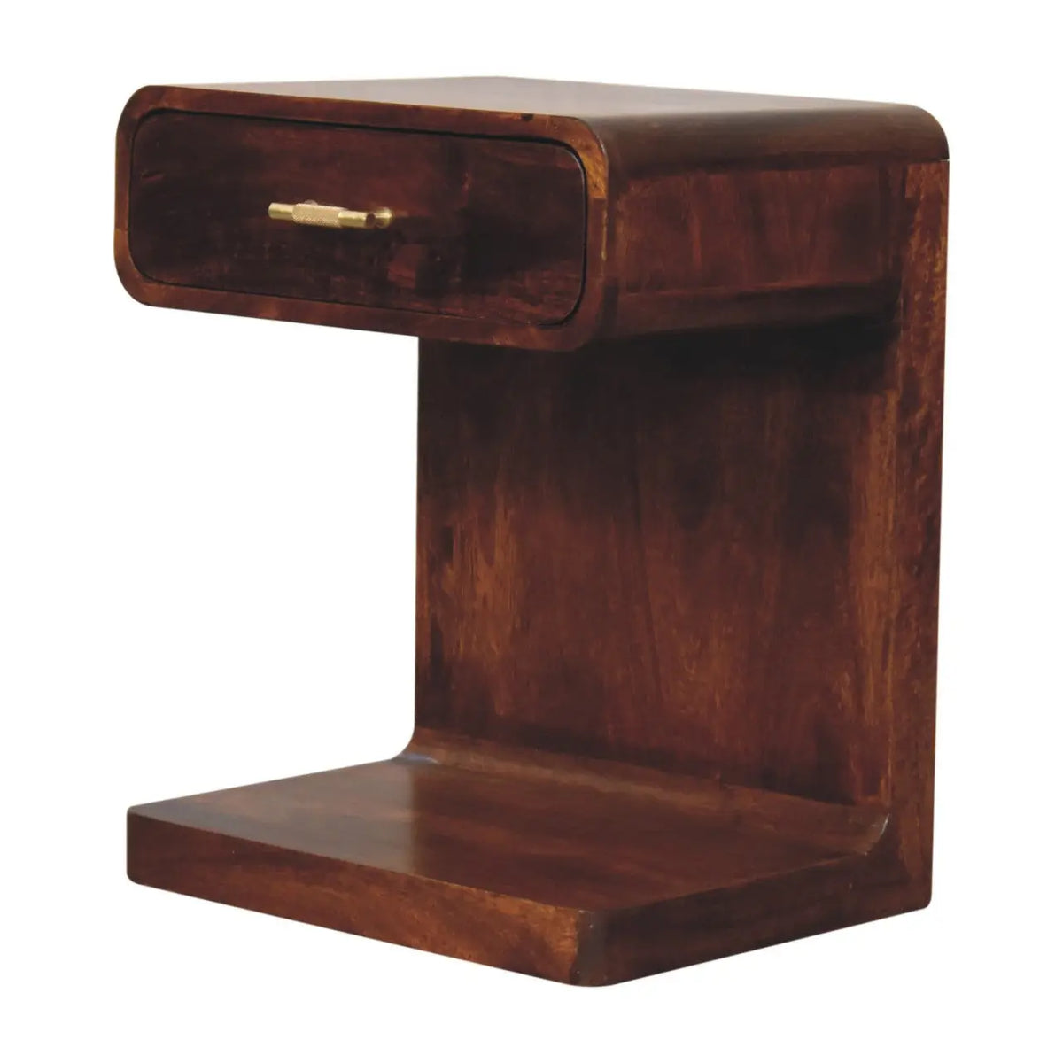 Chestnut T-Bar Rounded Bedside Table | Nightstand