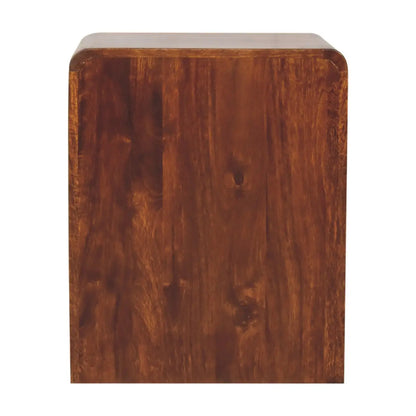 Chestnut T-Bar Rounded Bedside Table | Nightstand