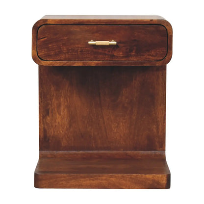 Chestnut T-Bar Rounded Bedside Table | Nightstand