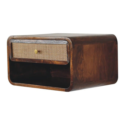 Chestnut Wall Mounted Open Woven Bedside Table | Nightstand
