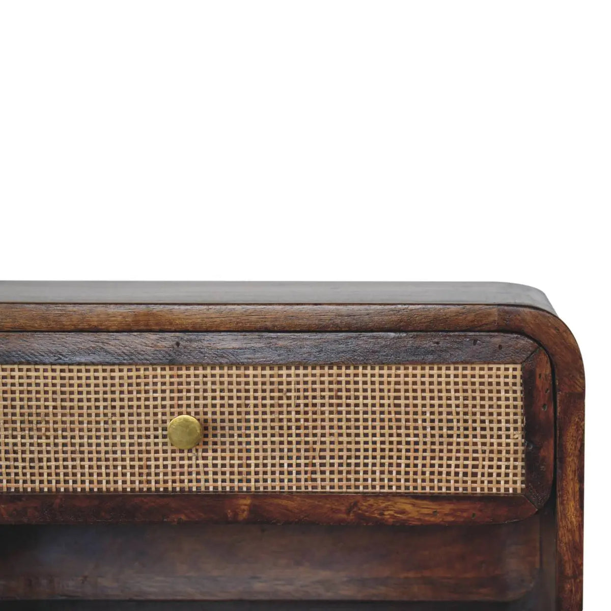 Chestnut Wall Mounted Open Woven Bedside Table | Nightstand