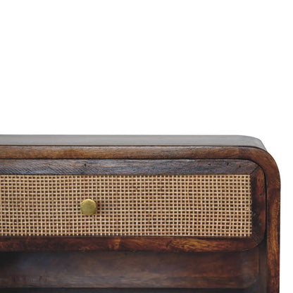 Chestnut Wall Mounted Open Woven Bedside Table | Nightstand