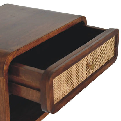 Chestnut Wall Mounted Open Woven Bedside Table | Nightstand